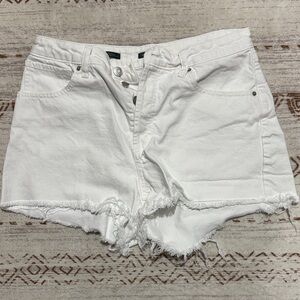 White Frayed Hem Women Shorts